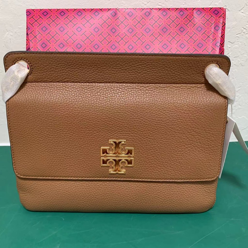 Tory Burch Bark/Gold Tone Hardware Britten Flap Women's Shoulder Bag